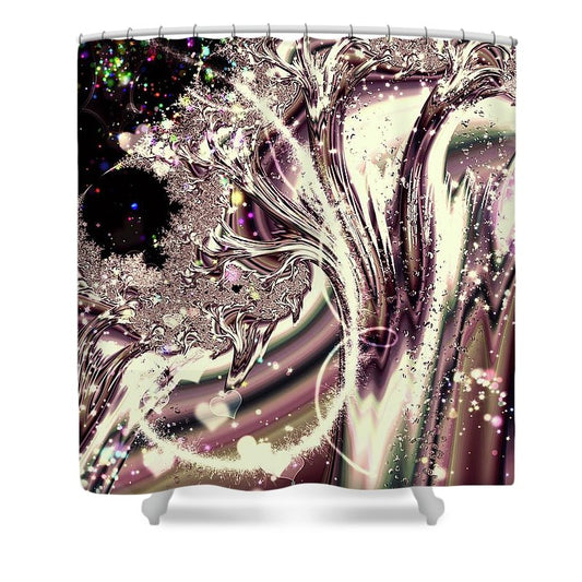 Sometimes I can See Your Soul Liquid Silver Fractal - Shower Curtain