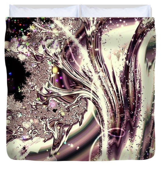 Sometimes I can See Your Soul Liquid Silver Fractal - Duvet Cover