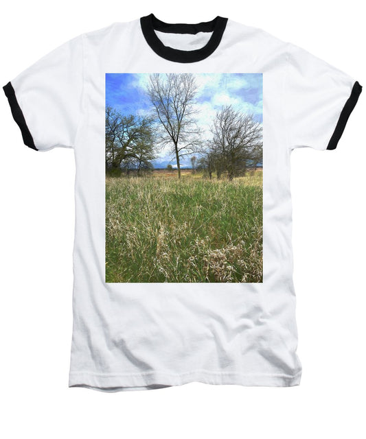 Spring Prairie Grass Landscape - Baseball T-Shirt