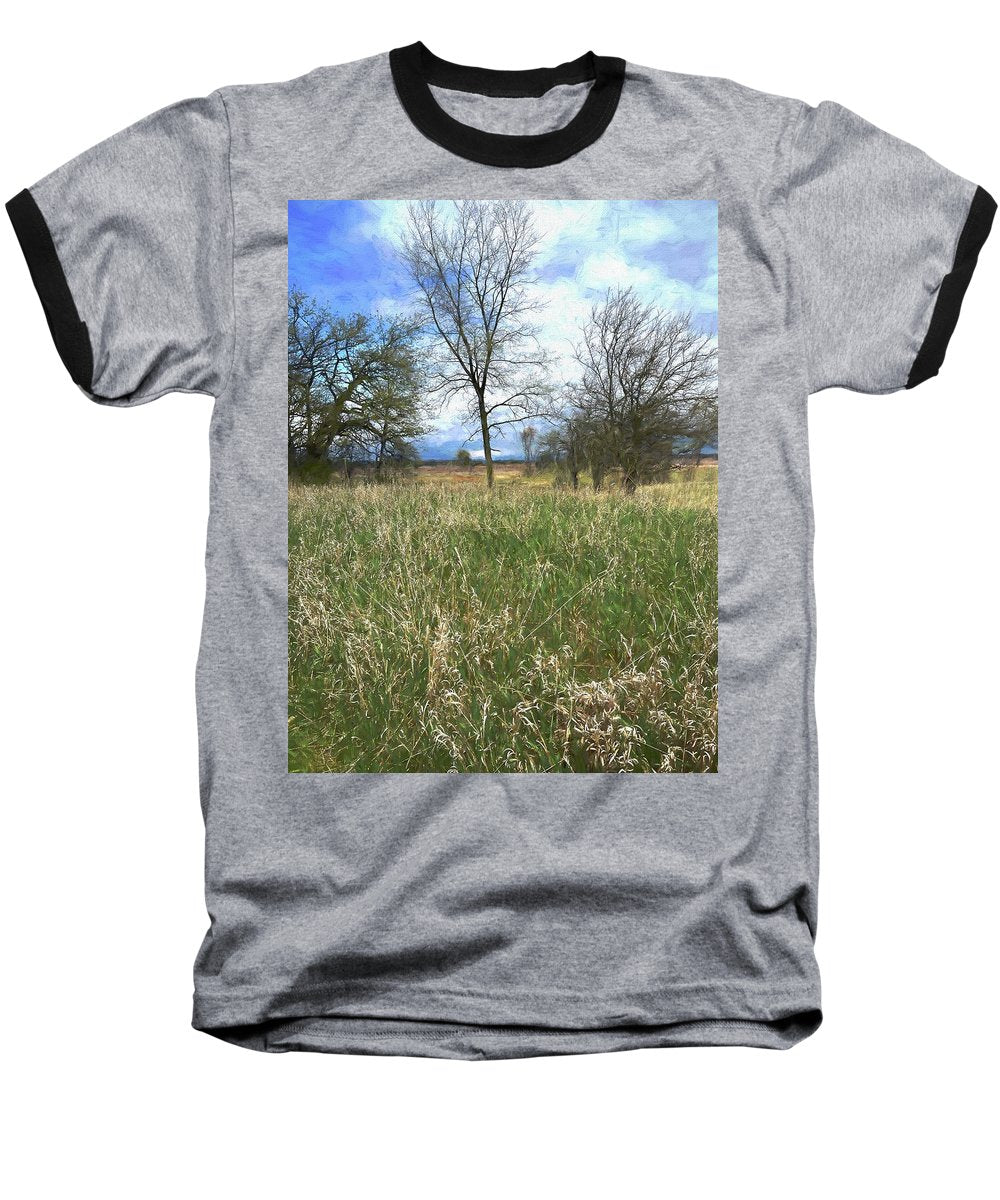Spring Prairie Grass Landscape - Baseball T-Shirt