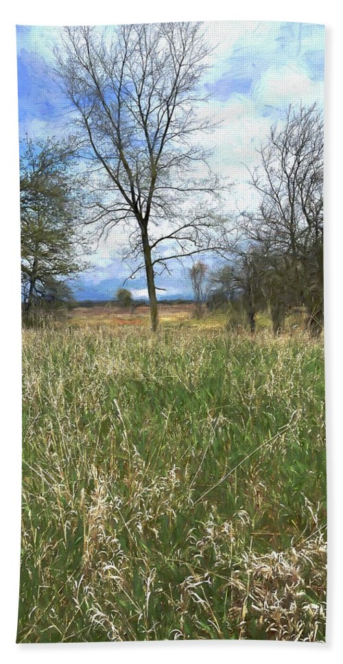 Spring Prairie Grass Landscape - Bath Towel