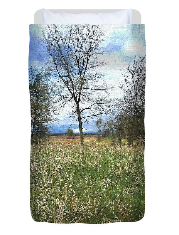 Spring Prairie Grass Landscape - Duvet Cover