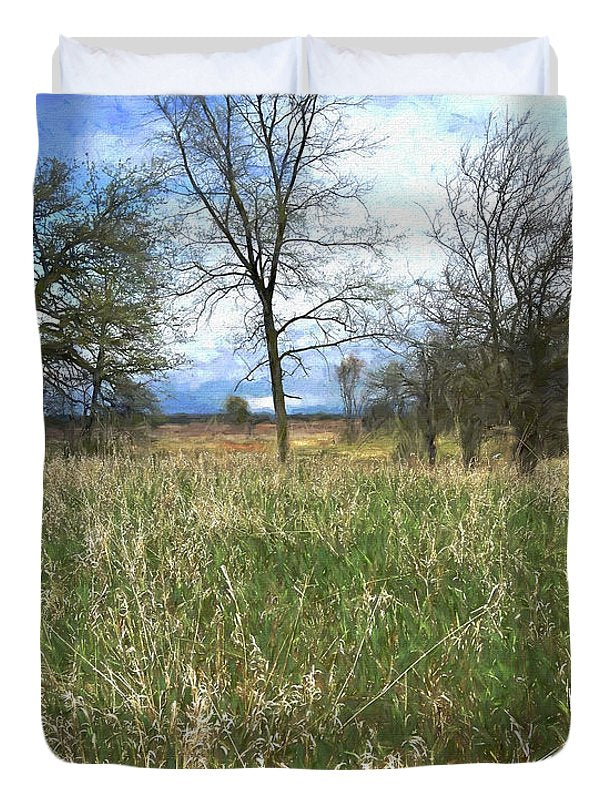 Spring Prairie Grass Landscape - Duvet Cover