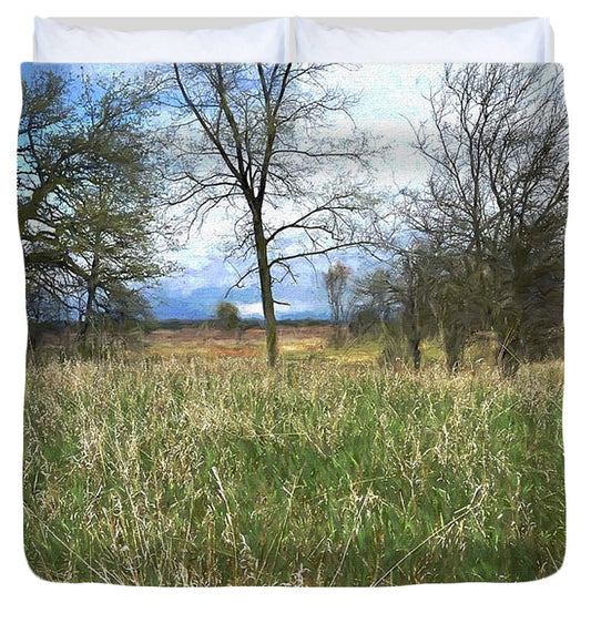 Spring Prairie Grass Landscape - Duvet Cover