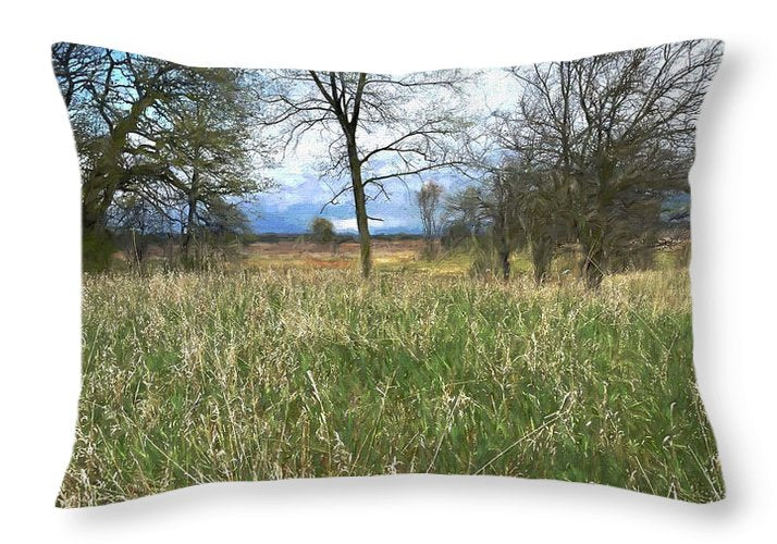 Spring Prairie Grass Landscape - Throw Pillow