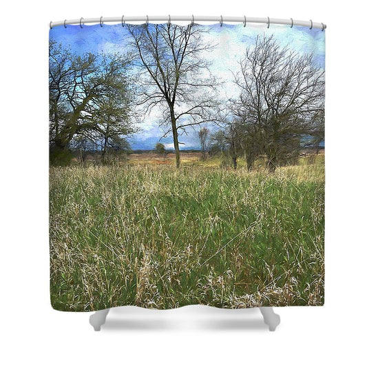 Spring Prairie Grass Landscape - Shower Curtain
