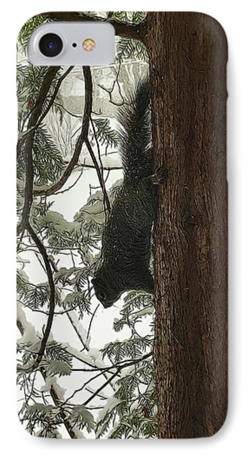 Squirrel on a Snowy Tree - Phone Case