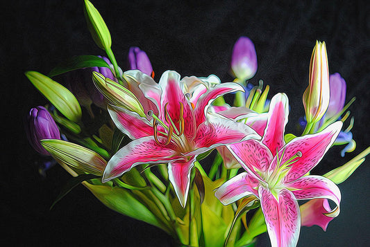 Pink and White Lily Bouquet Digital Image Download