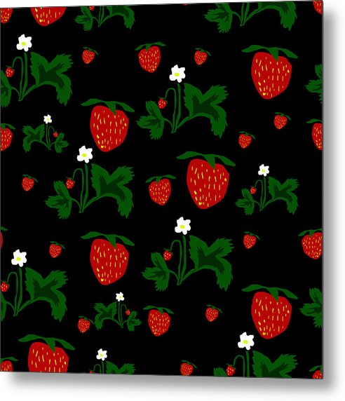 Strawberries Pattern - Metal Print