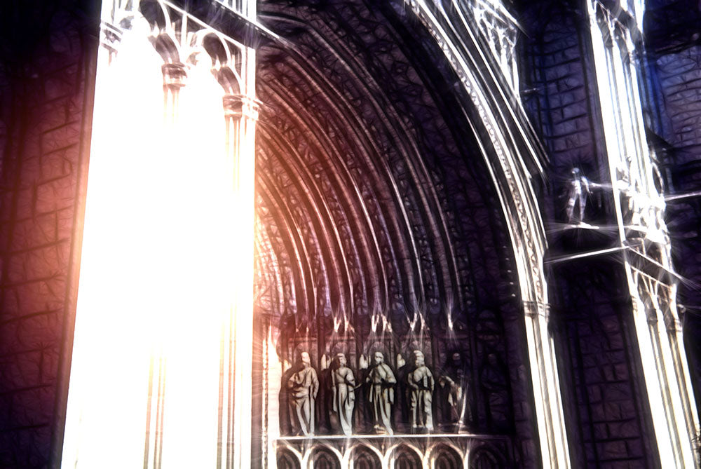 Sun In The Arch of a Cathedral Door Digital Image Download