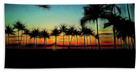 Sunset From The Car - Beach Towel
