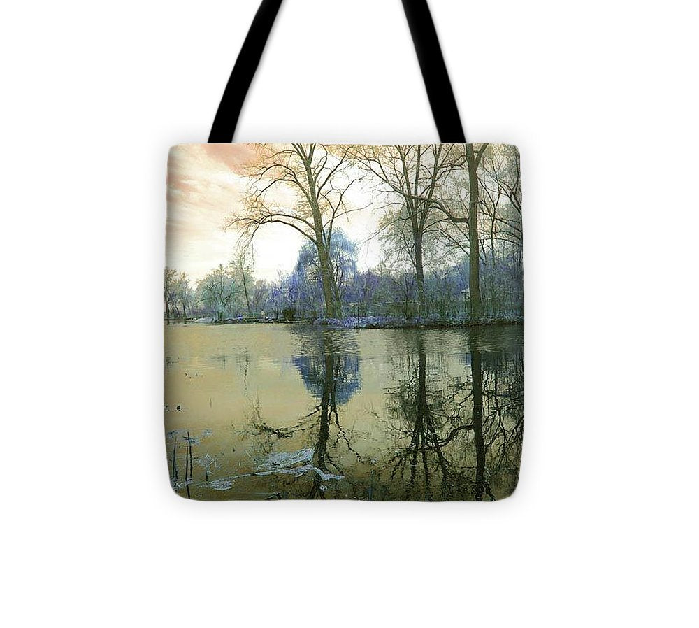 Sunset On Lake in Yellow - Tote Bag