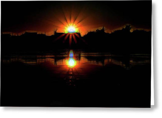 Sunset On The Wisconsin River - Greeting Card