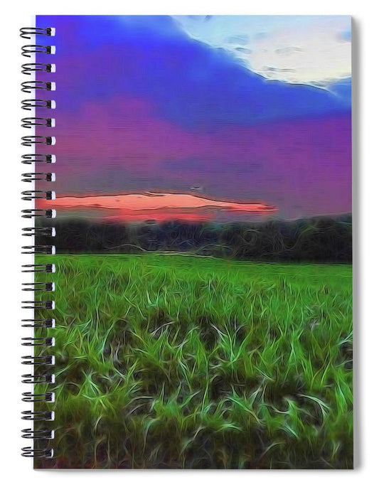 Sunset Over a Cornfield - Spiral Notebook