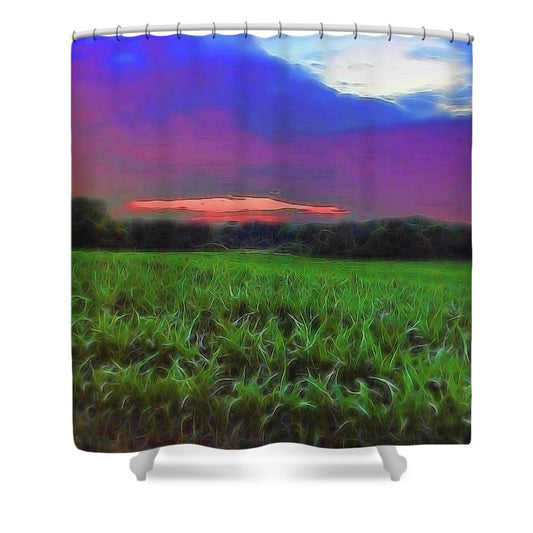 Sunset Over a Cornfield - Shower Curtain