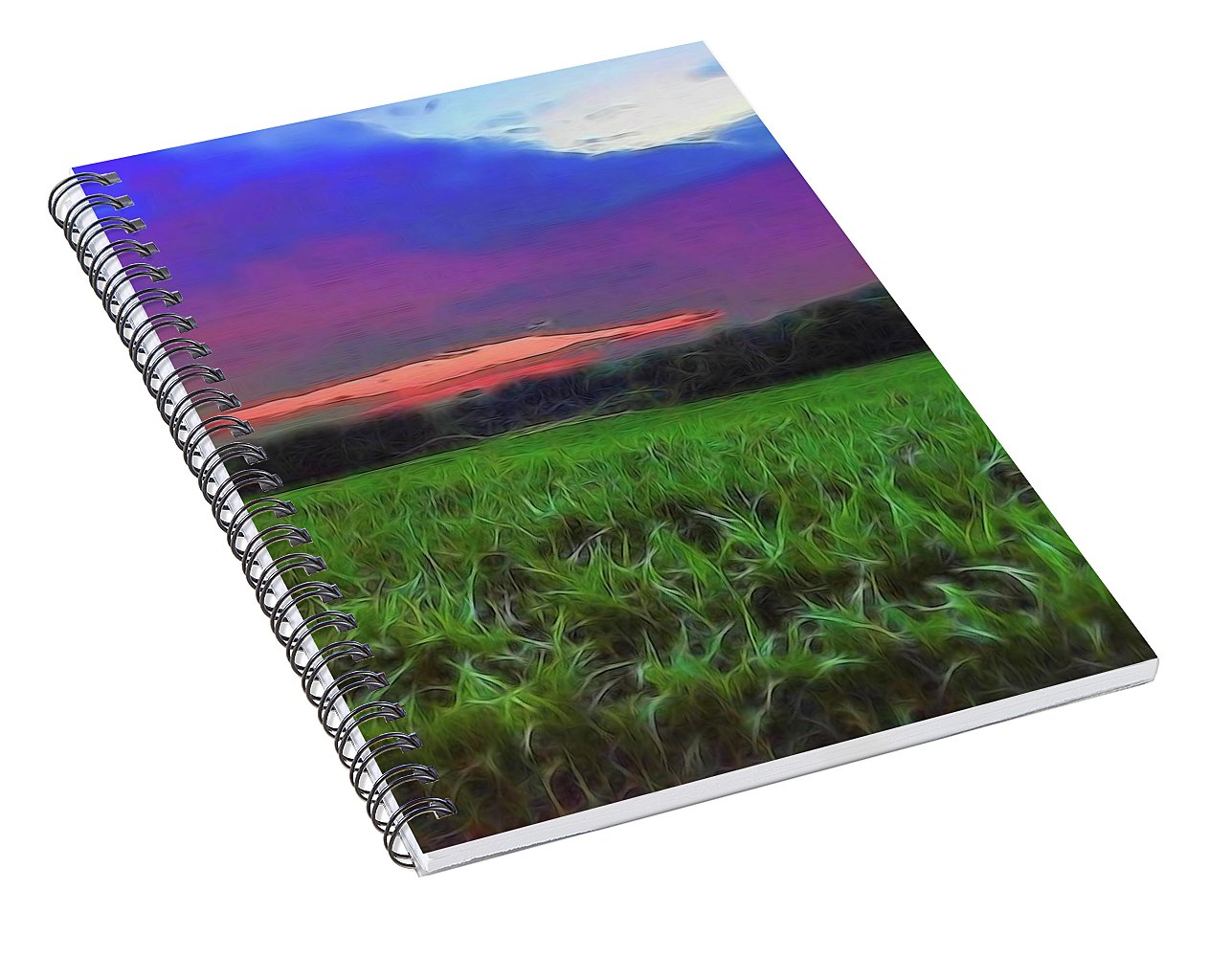 Sunset Over a Cornfield - Spiral Notebook