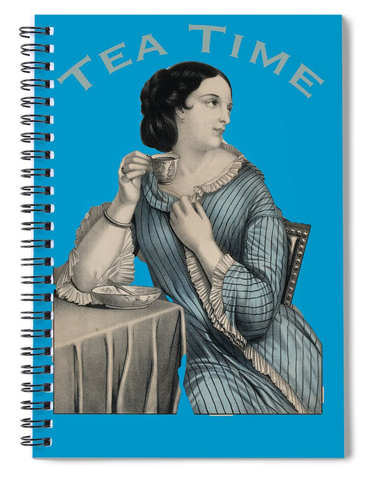 Tea Time Vintage Woman - Spiral Notebook