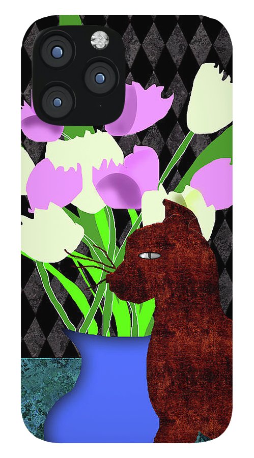 The Cat and The Tulips - Phone Case