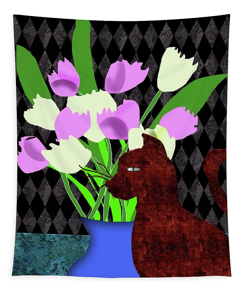 The Cat and The Tulips - Tapestry