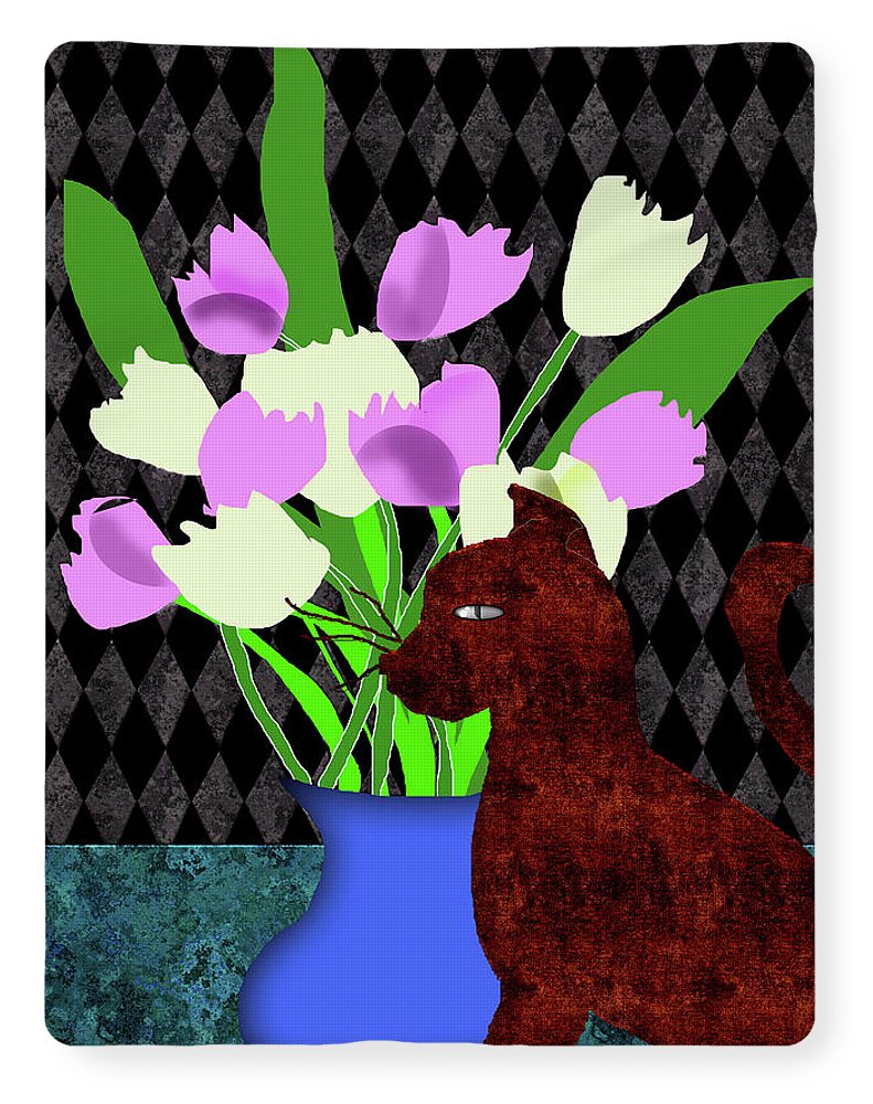 The Cat and The Tulips - Blanket
