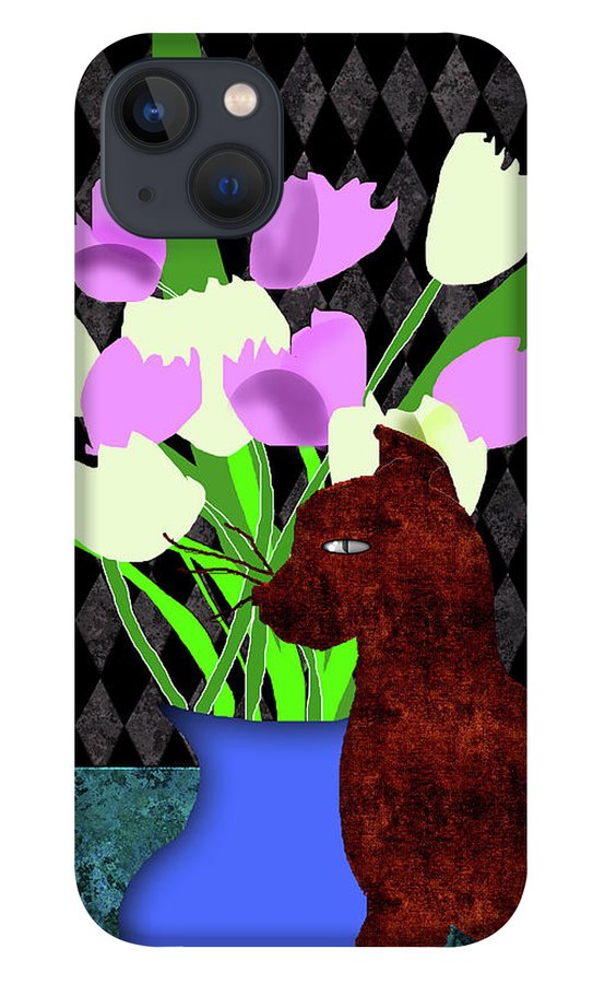 The Cat and The Tulips - Phone Case