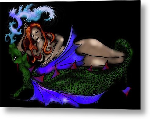 The Maiden and The Dragon - Metal Print