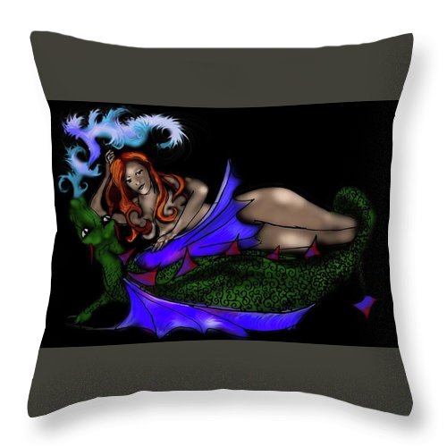 The Maiden and The Dragon - Throw Pillow