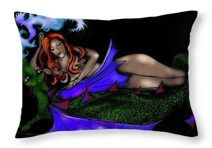 The Maiden and The Dragon - Throw Pillow