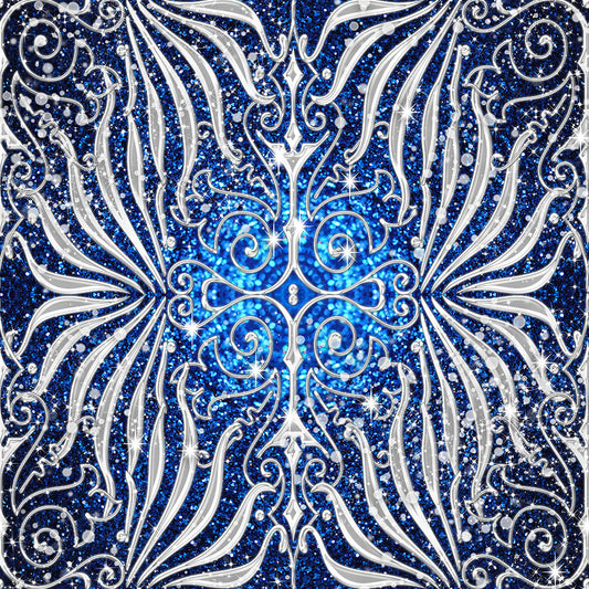 Blue and Silver Victorian Sparkle Digital Image Download