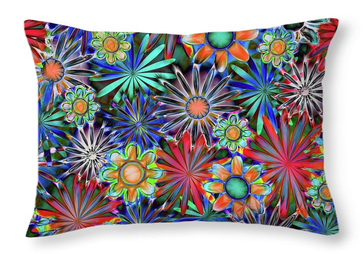 Tropical Daisies Collage - Throw Pillow