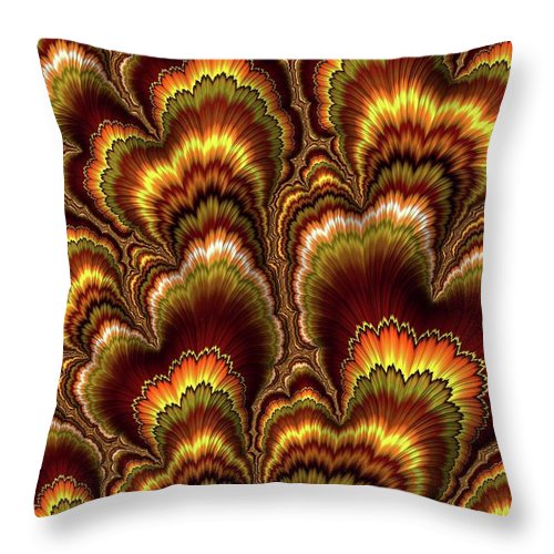 Turkey Feather Fractal - Throw Pillow