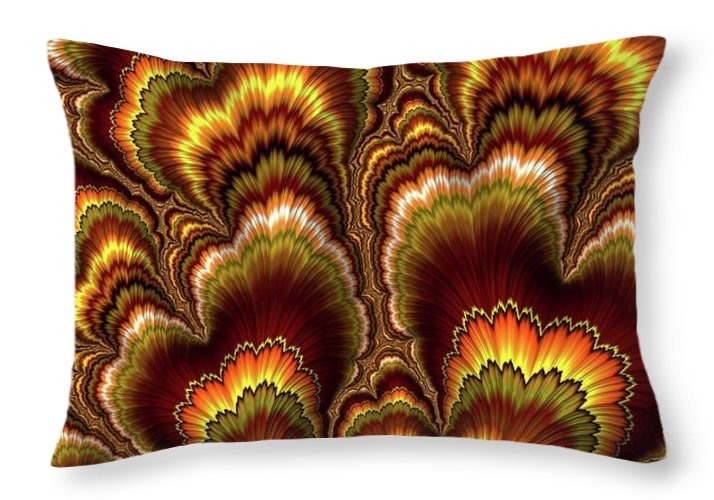 Turkey Feather Fractal - Throw Pillow