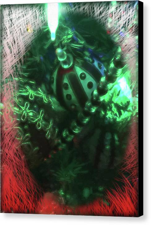 Victorian Green Christmas Through The Window - Canvas Print