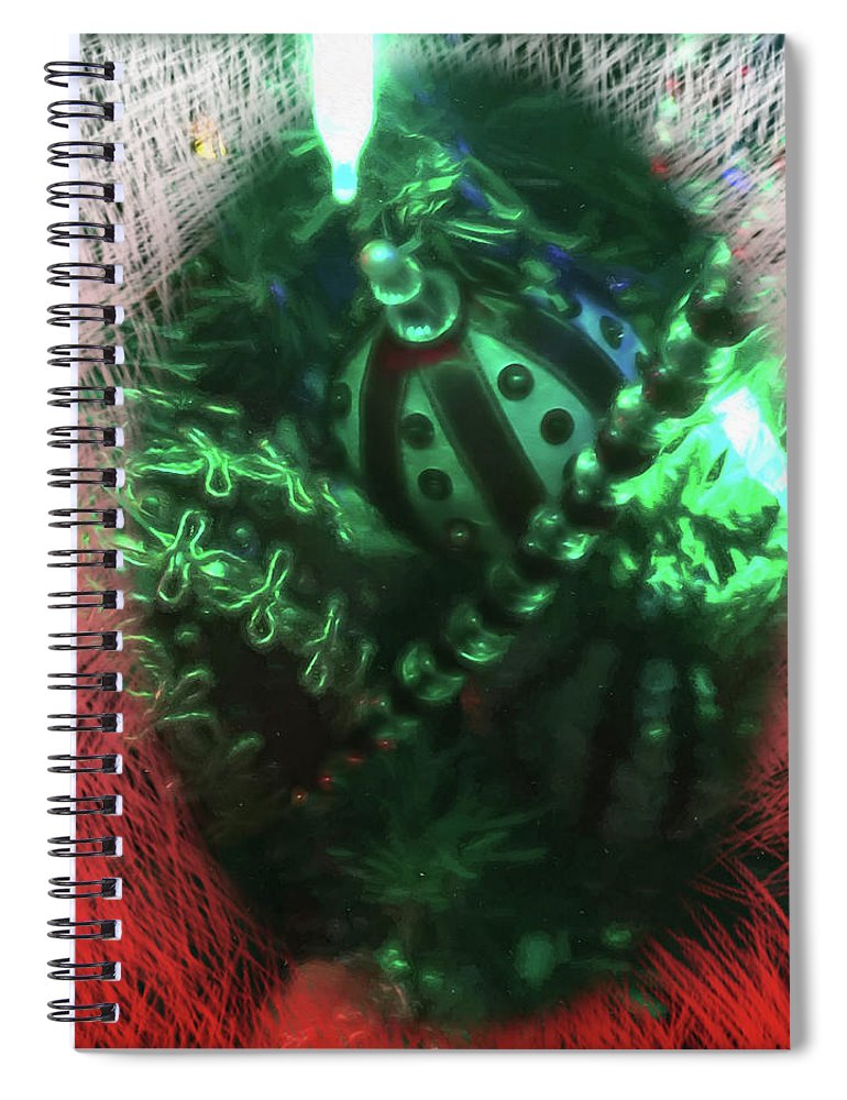 Victorian Green Christmas Through The Window - Spiral Notebook