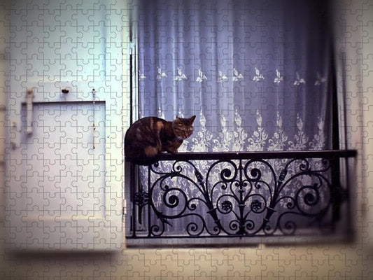Vintage Travel Cat on a French Balcony 1967 - Puzzle
