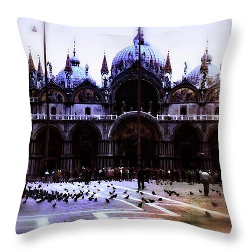 Vintage Travel Cathedral San Marco - Throw Pillow