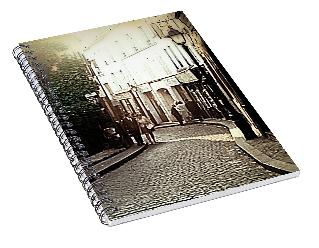 Vintage Travel Cobblestone Cafe - Spiral Notebook