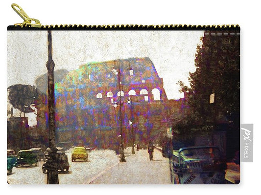 Vintage Travel Down The Street From The Colosseum - Carry-All Pouch