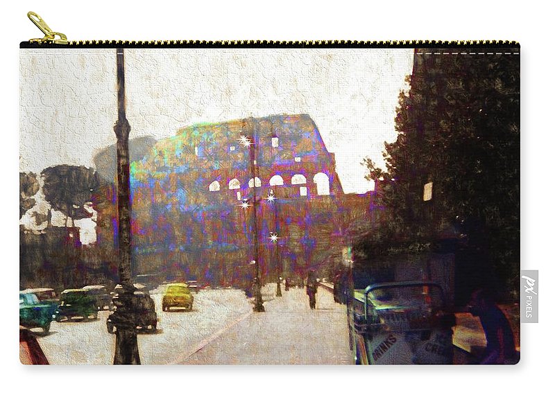 Vintage Travel Down The Street From The Colosseum - Carry-All Pouch