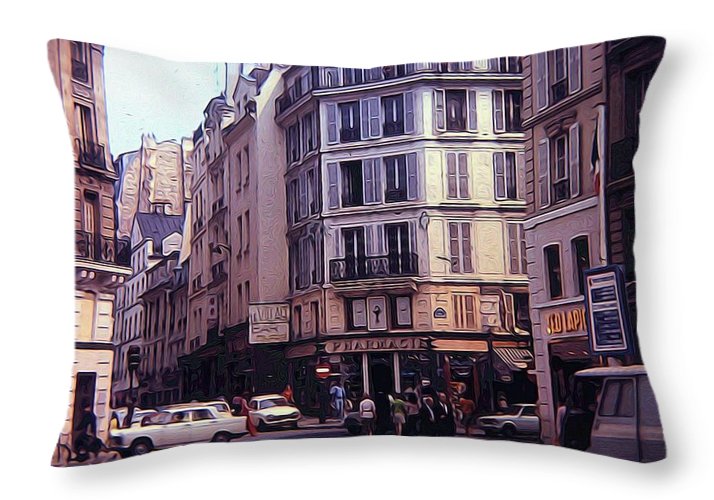 Vintage Travel Europe Streetcorner - Throw Pillow