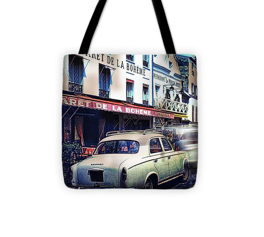Vintage Travel French cafe Street Scene 1967 - Tote Bag