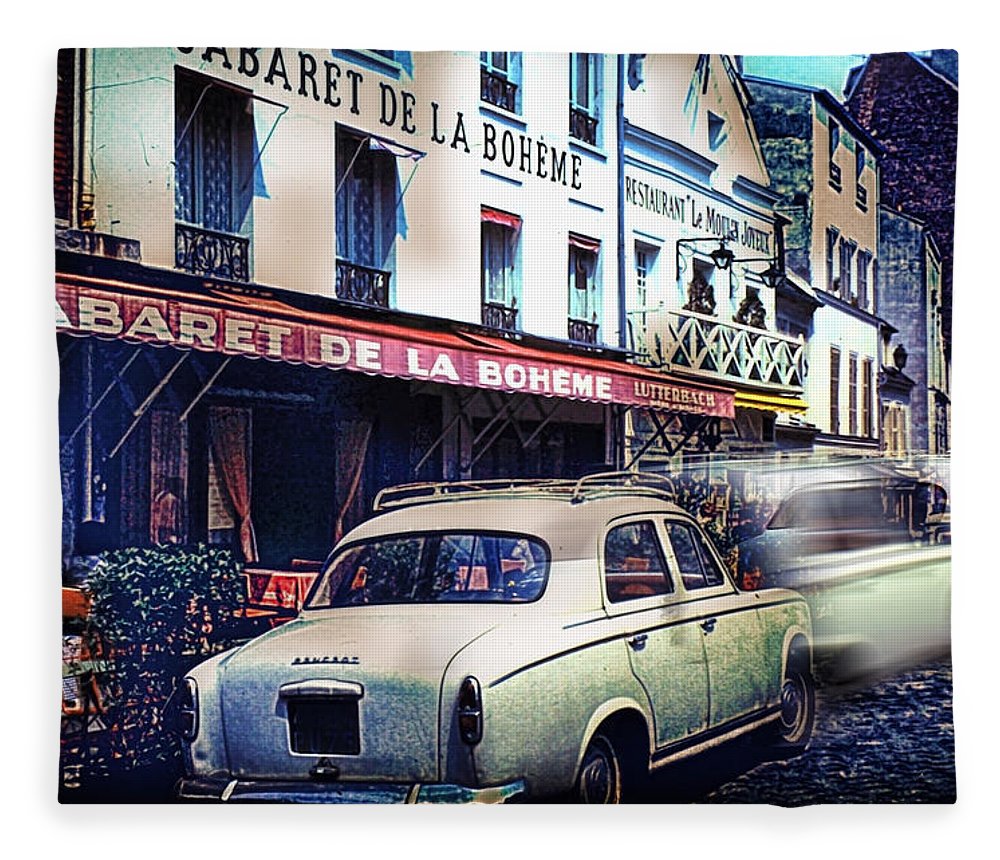 Vintage Travel French cafe Street Scene 1967 - Blanket