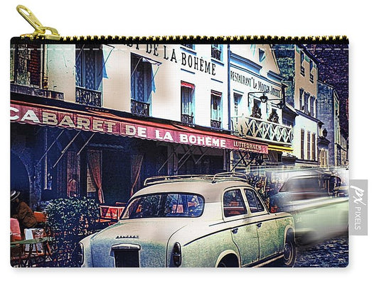 Vintage Travel French cafe Street Scene 1967 - Carry-All Pouch