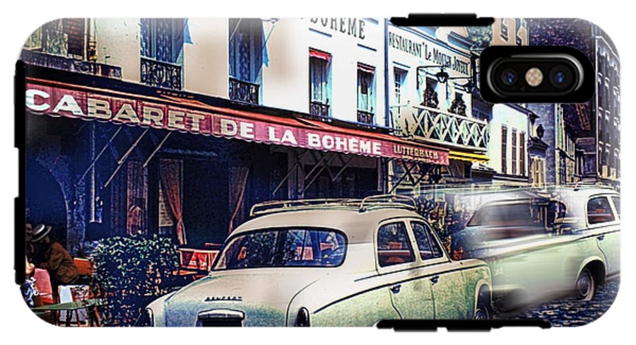 Vintage Travel French cafe Street Scene 1967 - Phone Case
