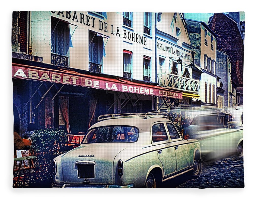 Vintage Travel French cafe Street Scene 1967 - Blanket
