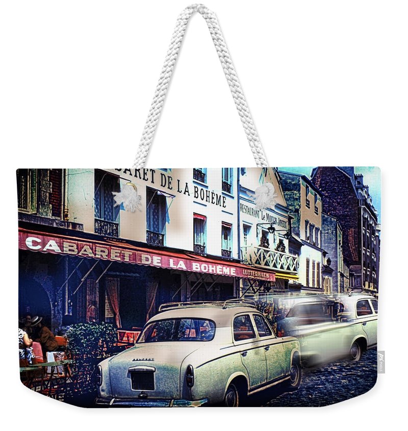 Vintage Travel French cafe Street Scene 1967 - Weekender Tote Bag