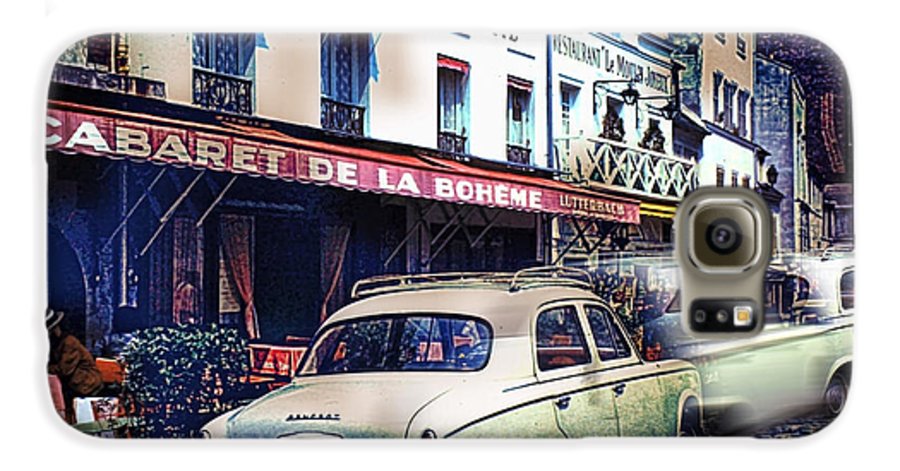Vintage Travel French cafe Street Scene 1967 - Phone Case