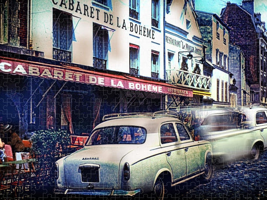 Vintage Travel French cafe Street Scene 1967 - Puzzle