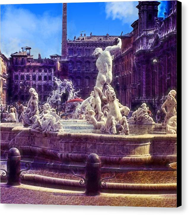 Vintage Travel Italian Fountain - Canvas Print