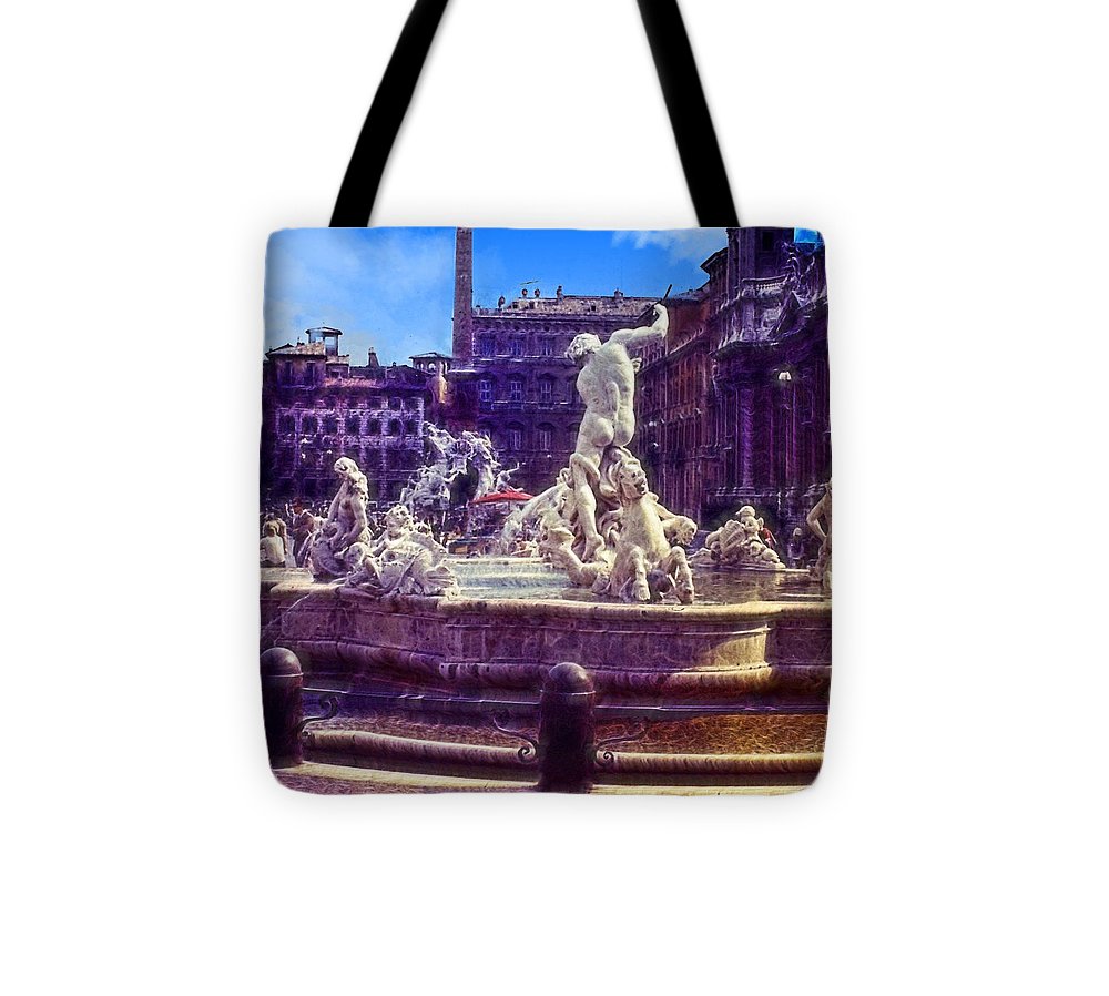 Vintage Travel Italian Fountain - Tote Bag